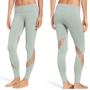 ALO Yoga Light Green Leggings with Crisscross Detail